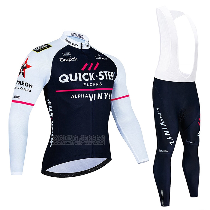 2023 Cycling Jersey Deceuninck Quick Step White Black Long Sleeve and Bib Short